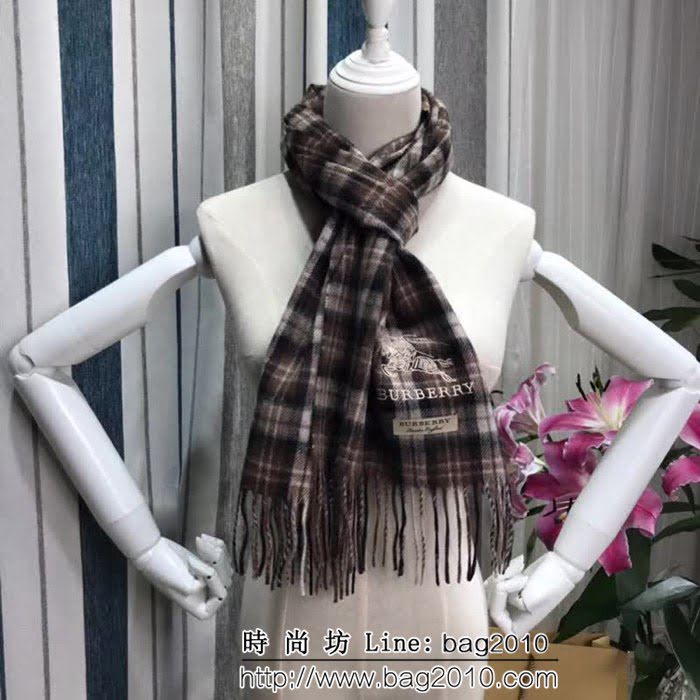 BURBERRY巴寶莉 秋冬爆款 格紋馬標刺繡羊毛圍巾 LLWJ6255